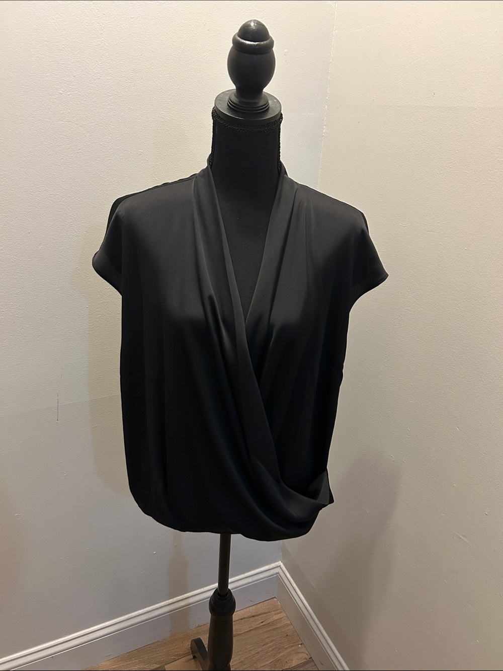 Mango Black Draped Surplice Blouse